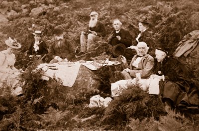Gladstone picnicking at Black Craig Castle, print by J. Valentine, 1893 by English Photographer